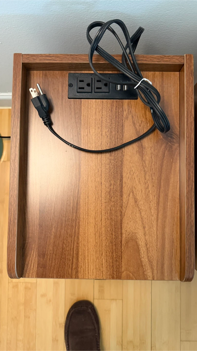 Wooden Nightstand Set with Built-in Outlets & USB Ports - photo 3