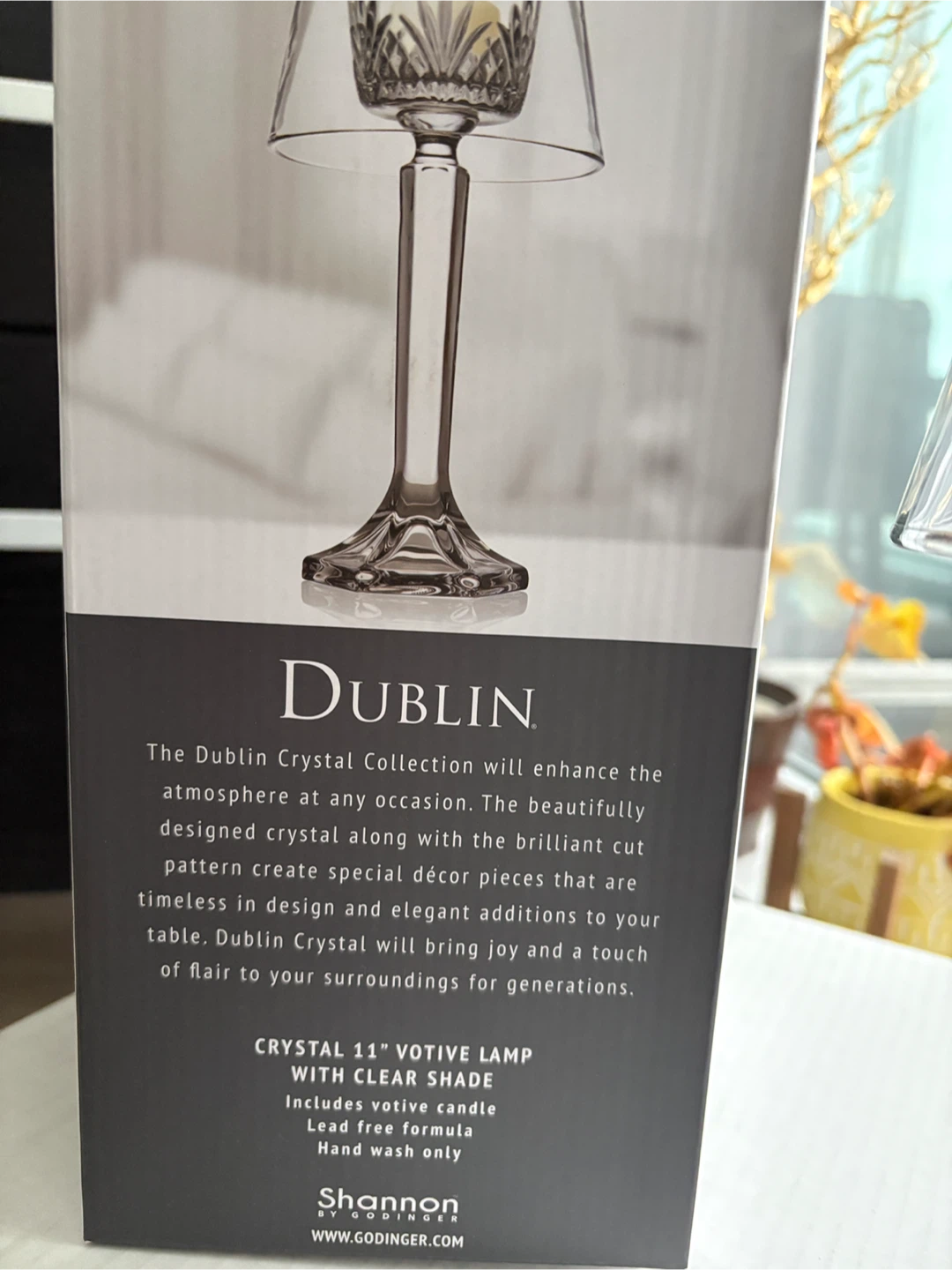 🥕Teacher gift-Dublin Crystal 11" Votive Lamp with Clear Shade - photo 2