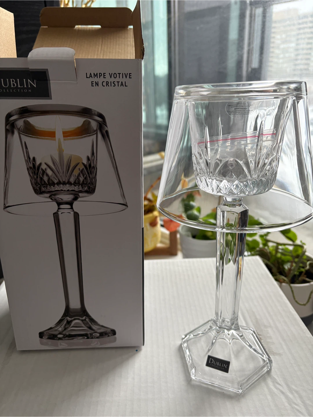 🥕Teacher gift-Dublin Crystal 11" Votive Lamp with Clear Shade