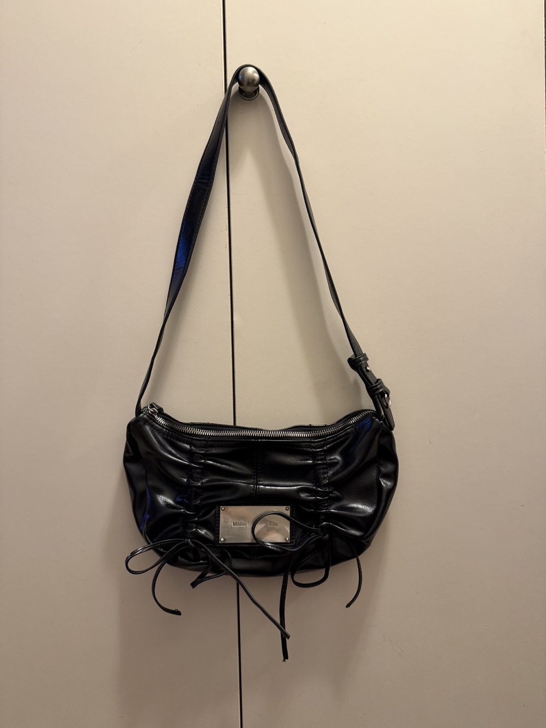 Matin Kim Black Leather Shoulder Bag