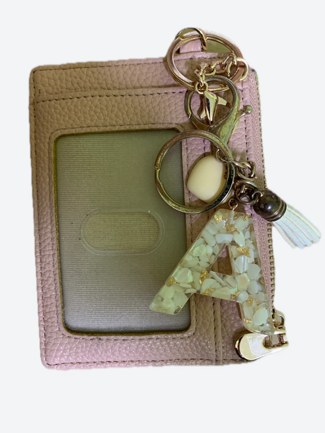 Card Holder with Letter A Keychain