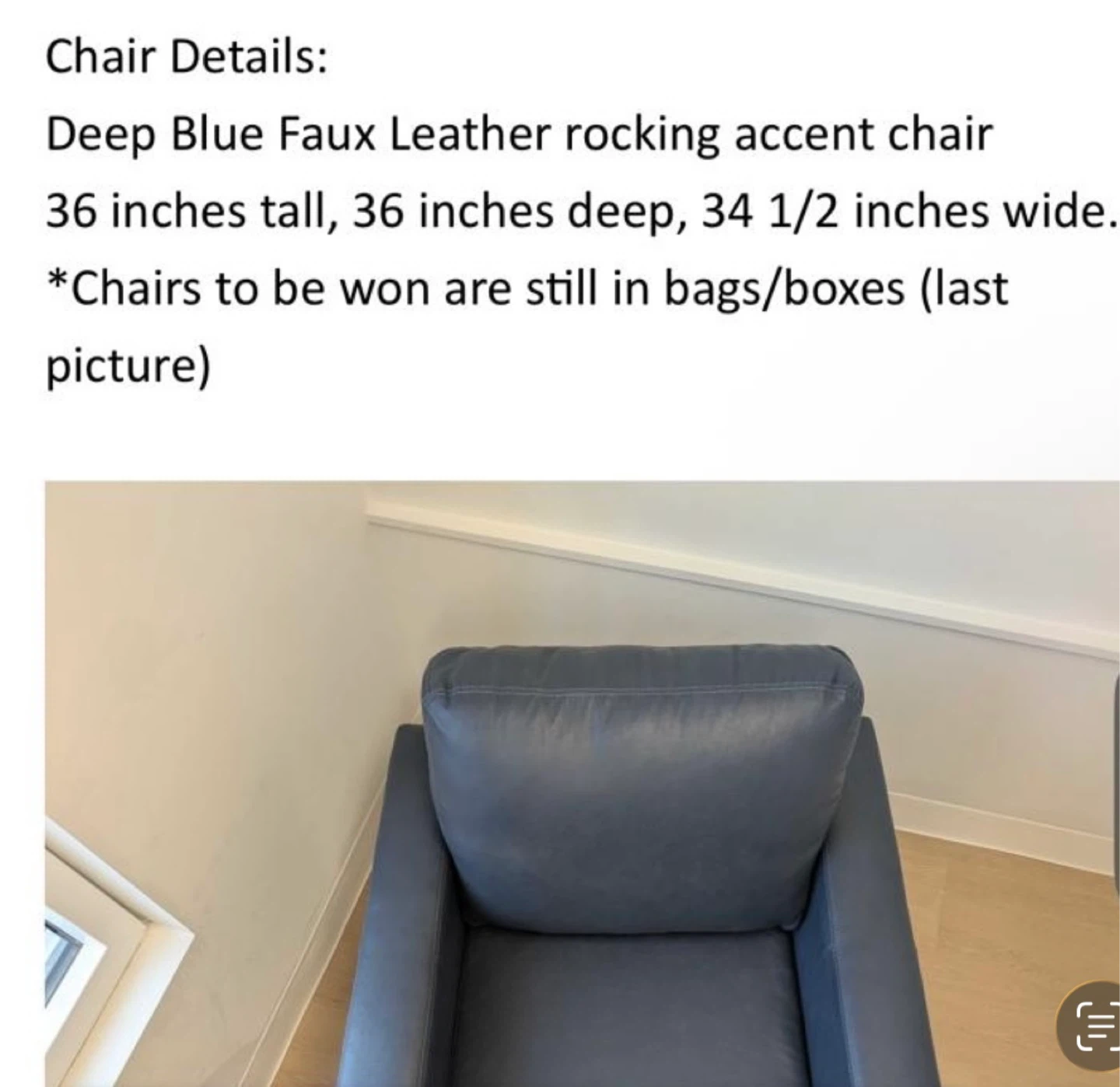 Deep Blue Faux Leather Accent Chair