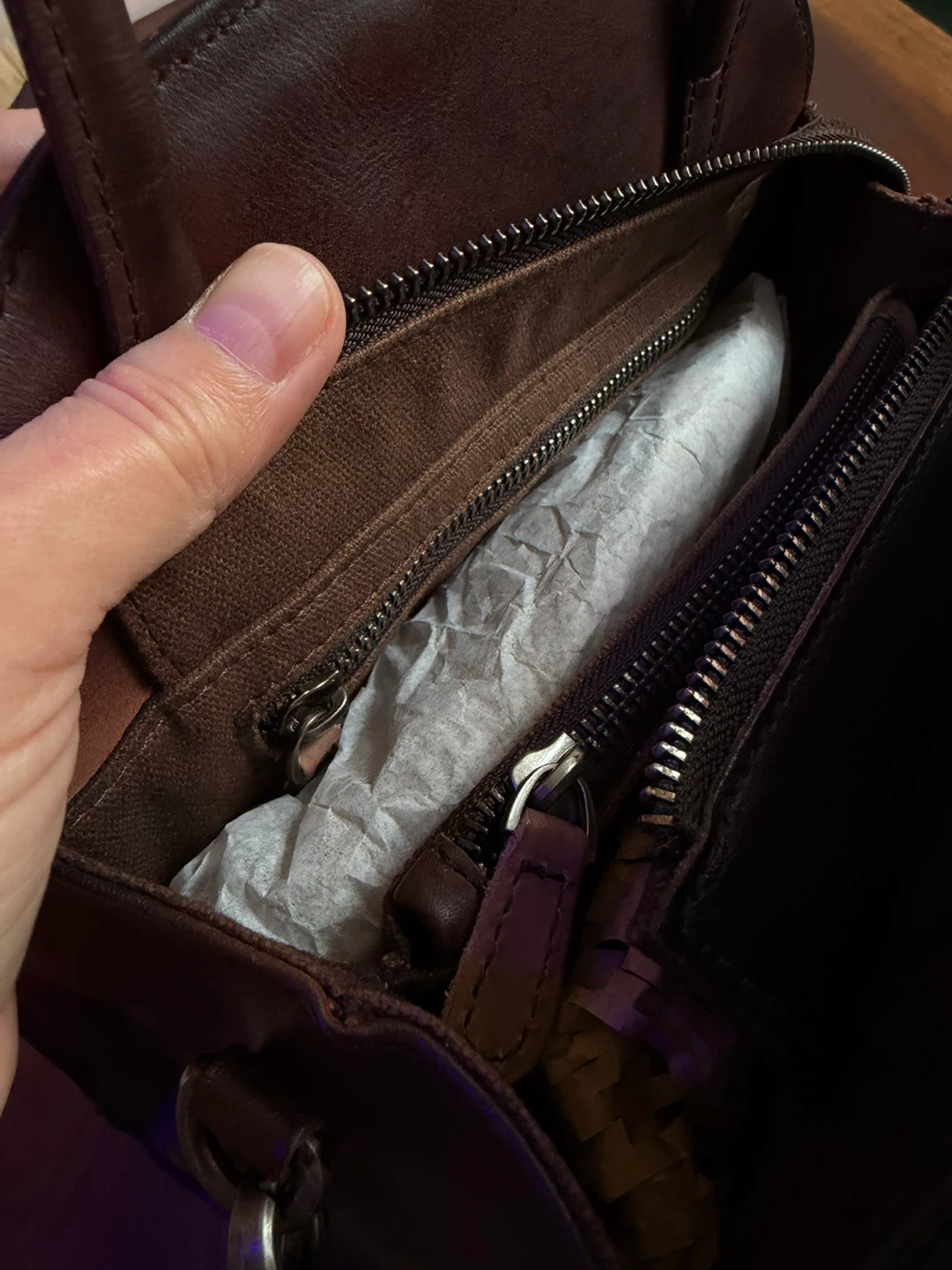 Brown Handwoven Genuine Top Grain Leather Bag - photo 5