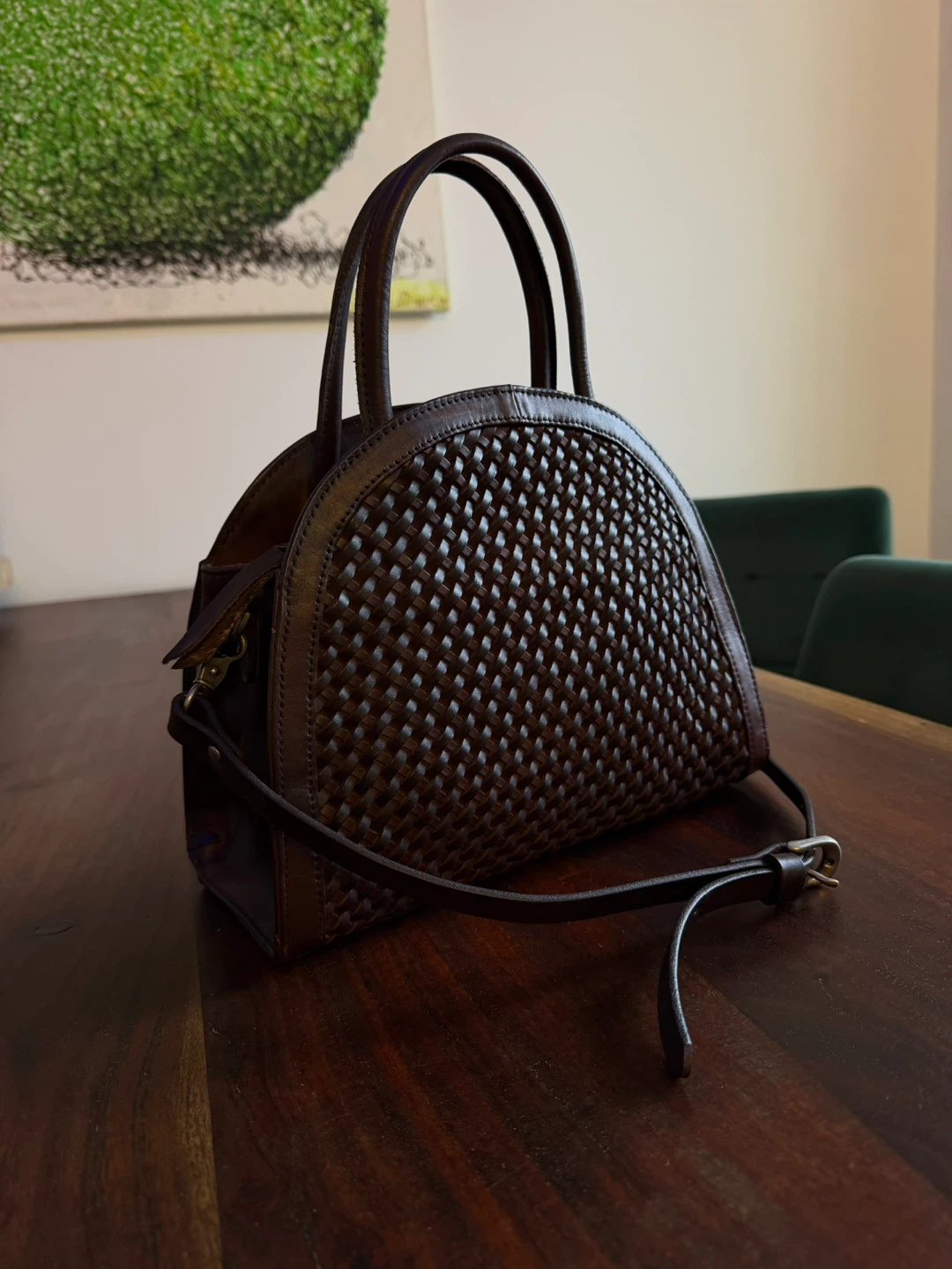 Brown Handwoven Genuine Top Grain Leather Bag - photo 3