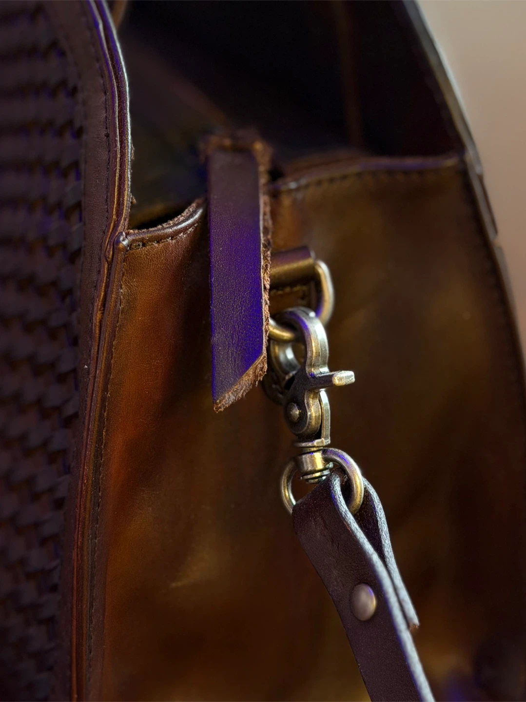 Brown Handwoven Genuine Top Grain Leather Bag - photo 4