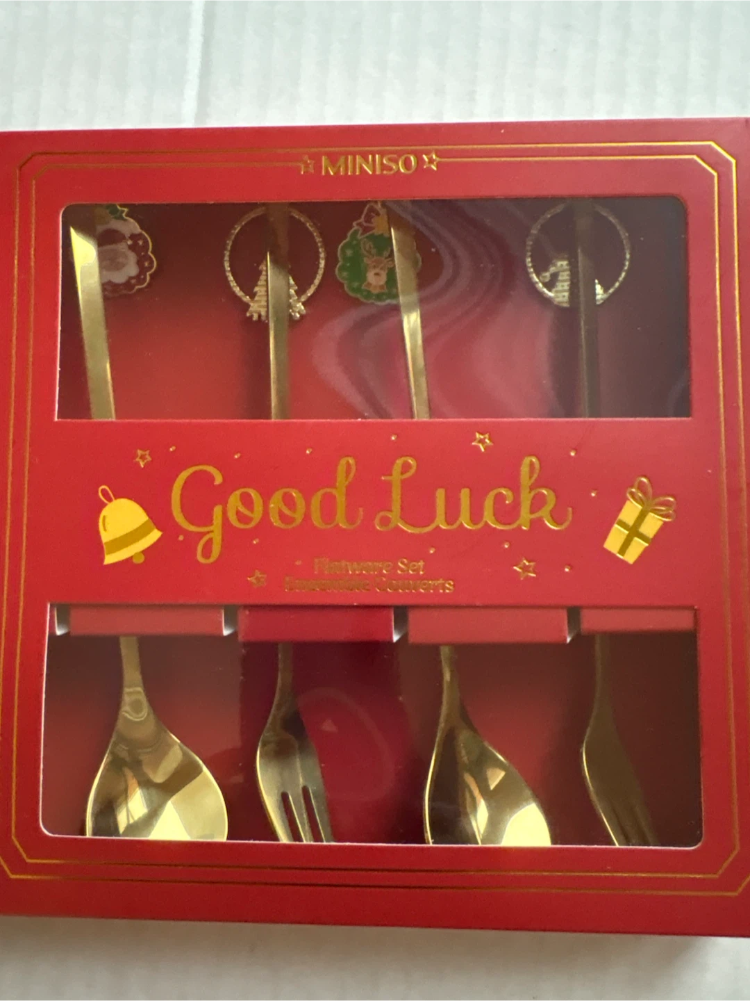 🥕MINISO 4 Piece Christmas Cutlery Set
