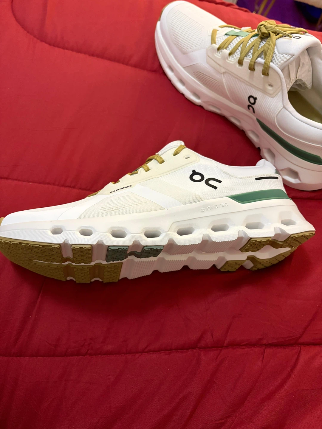 On Cloudrunner White/Green Running Shoes
