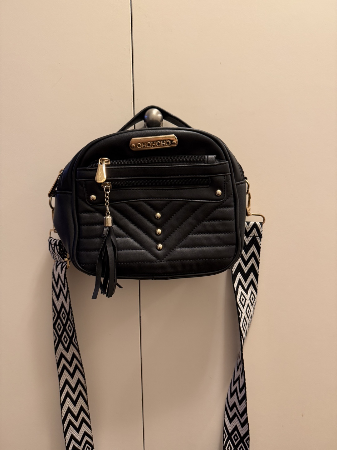 OHOHOHO Black Quilted Small Backpack Purse