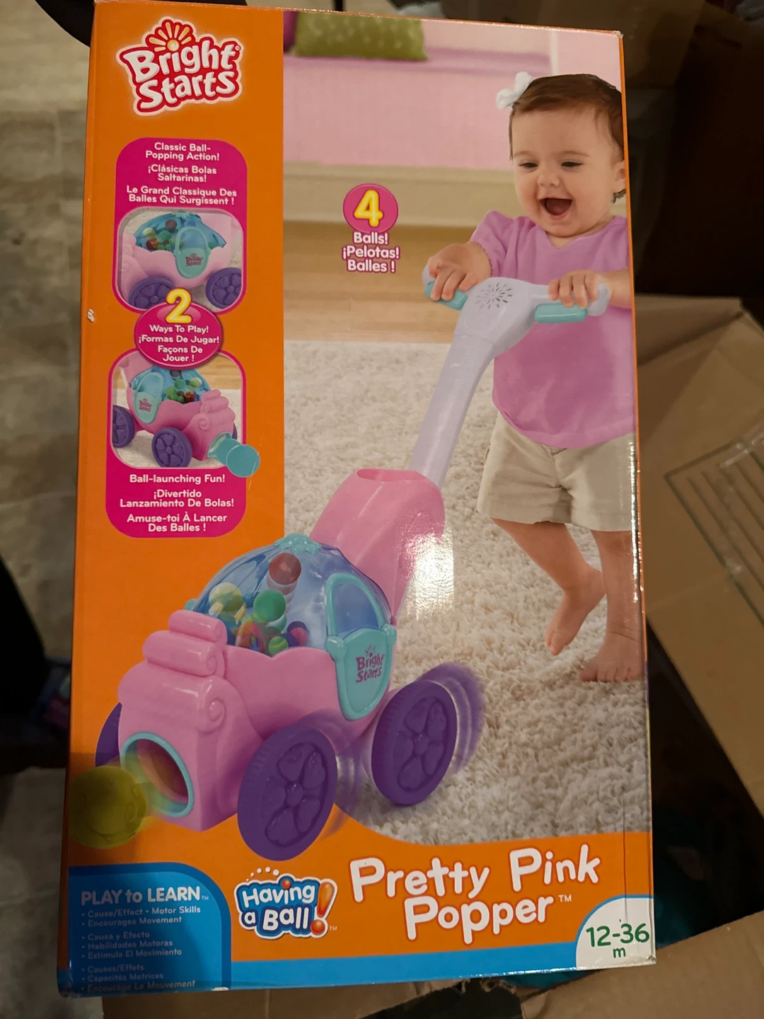 Bright Starts Pretty Pink Popper Ball Toy