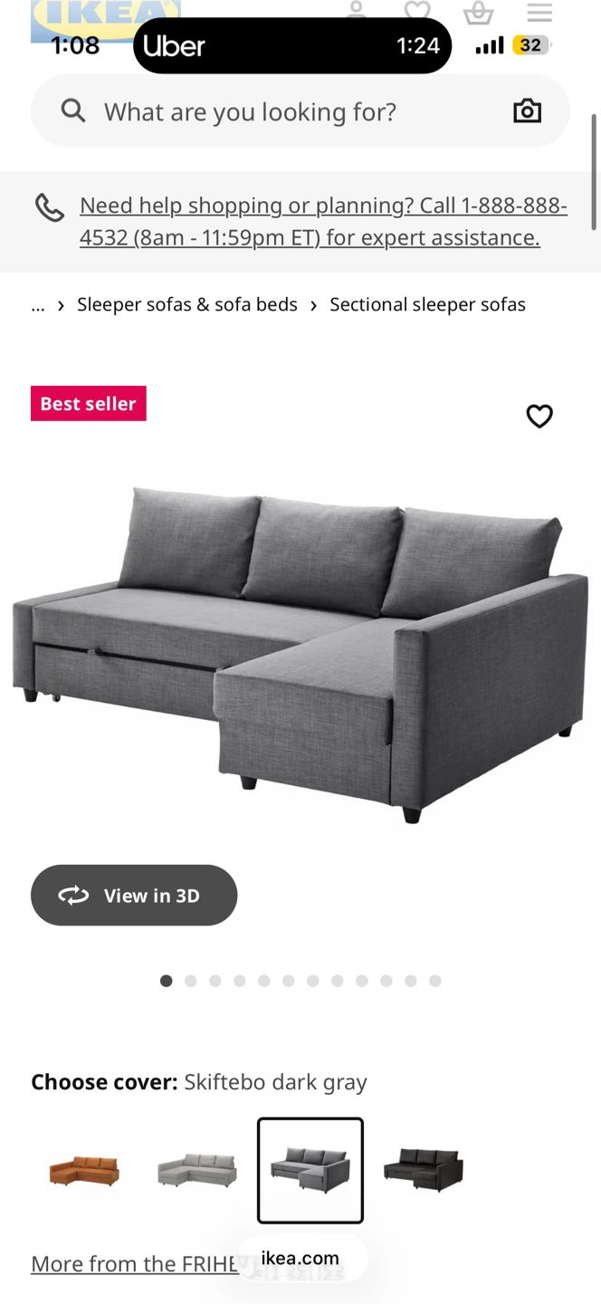 IKEA Friheten Sectional Sleeper Sofa Dark Gray - photo 3
