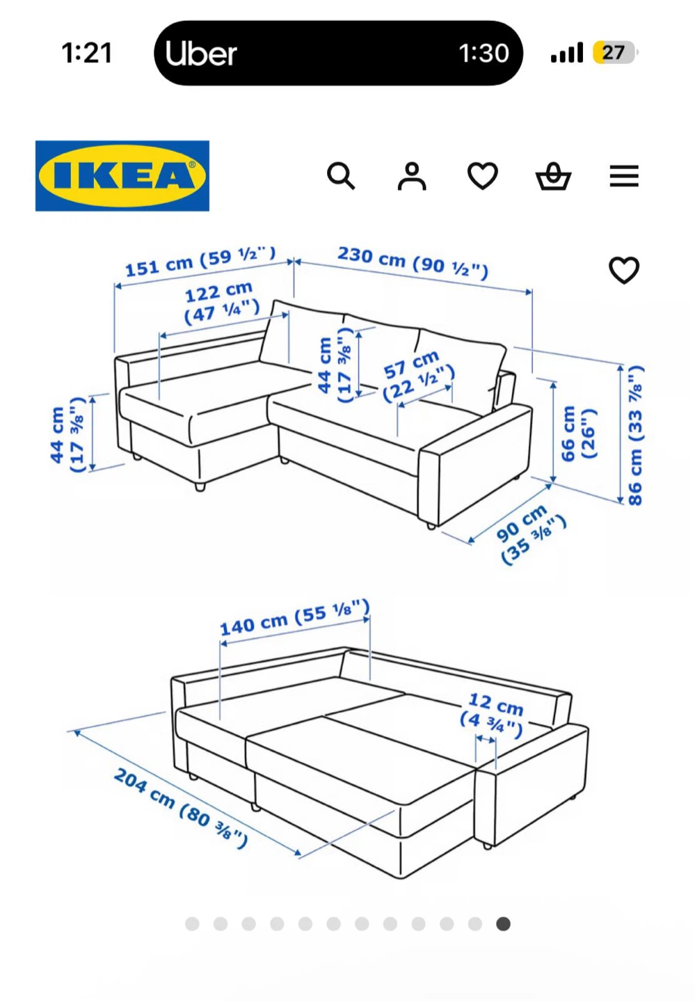 IKEA Friheten Sectional Sleeper Sofa Dark Gray
