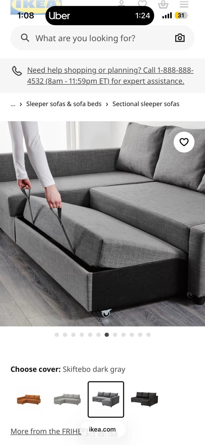 IKEA Friheten Sectional Sleeper Sofa Dark Gray - photo 2