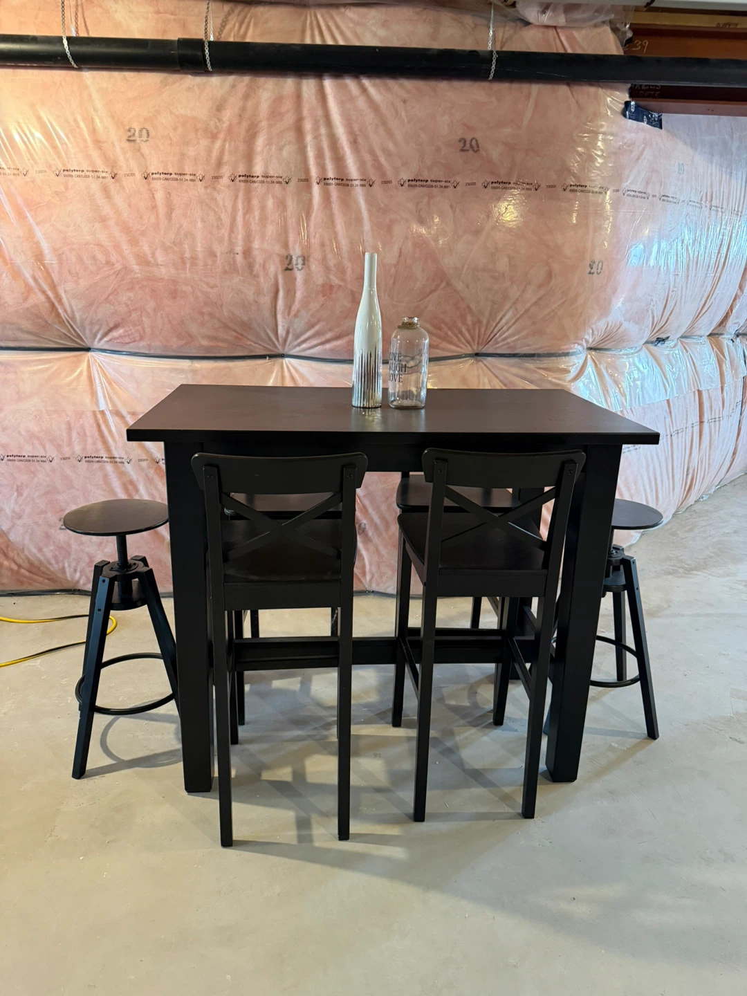 Black Bar Table and Stool Set
