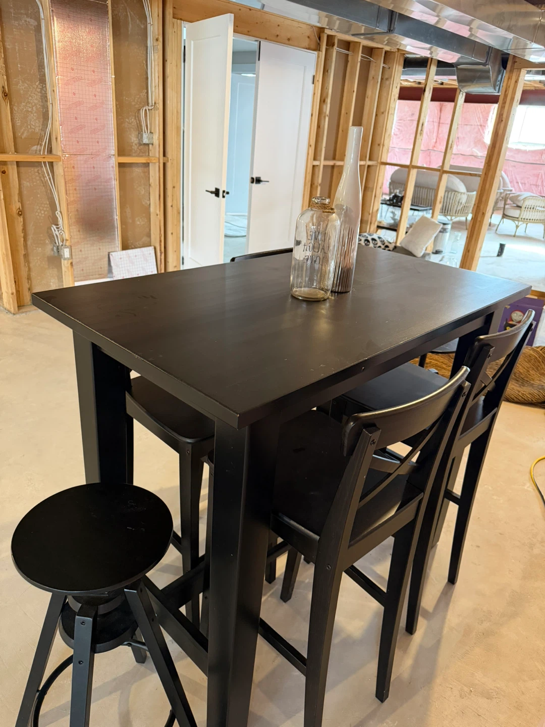 Black Bar Table and Stool Set - photo 3