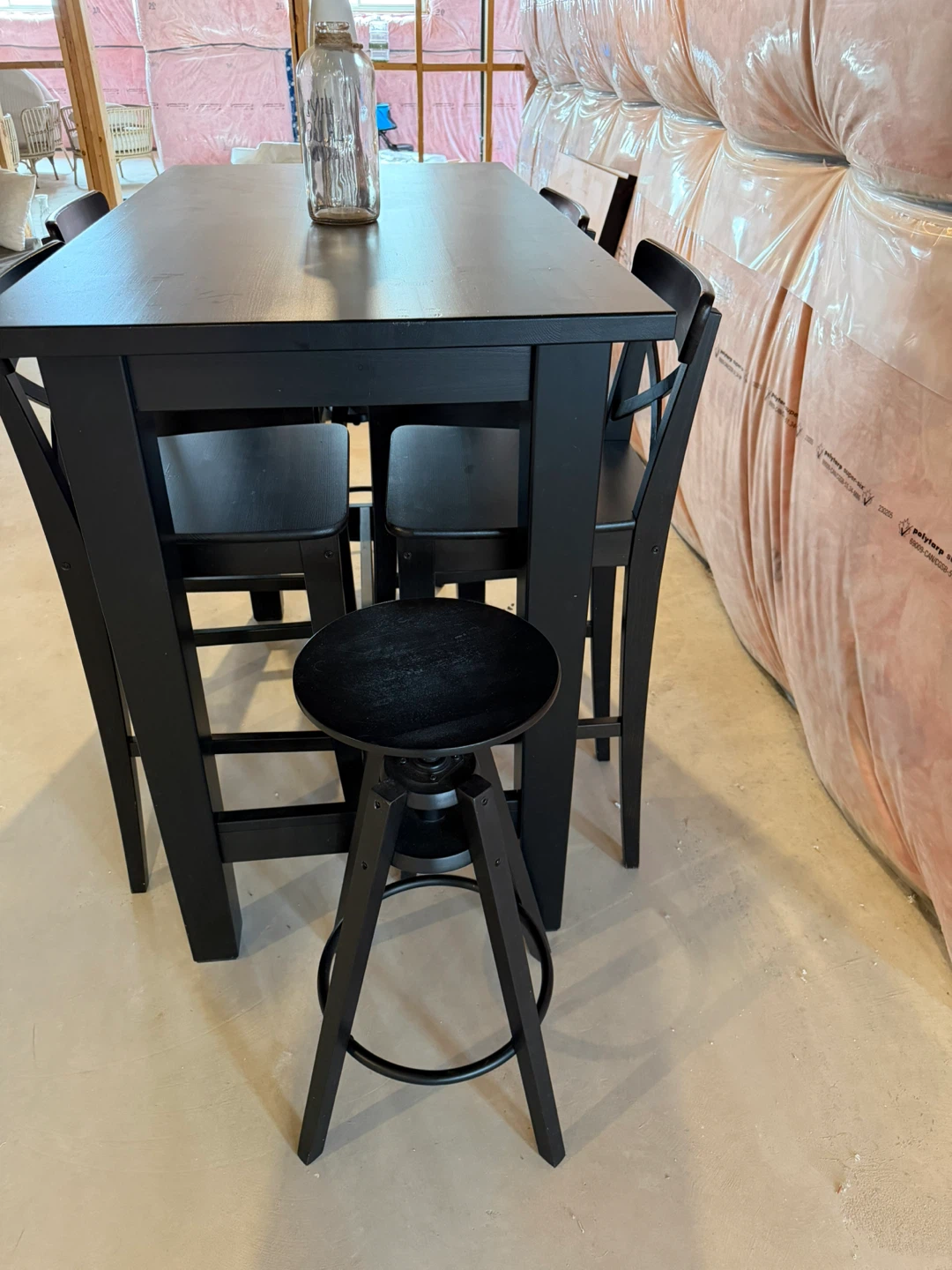 Black Bar Table and Stool Set - photo 2