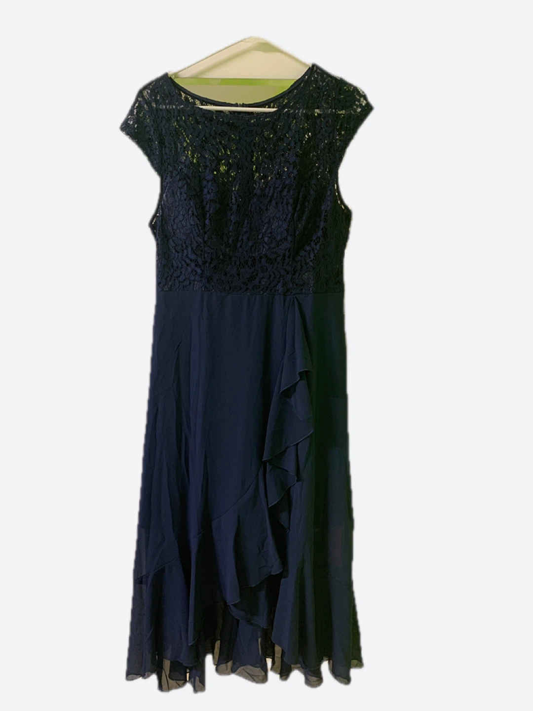 Navy Lace Ruffle Dress