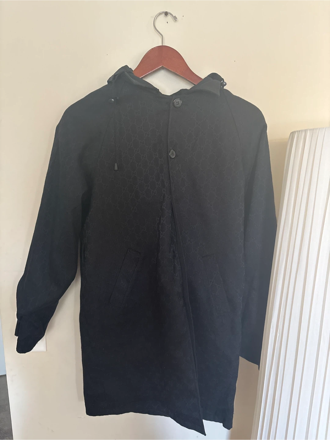 Gucci Black GG Monogram Hooded Jacket