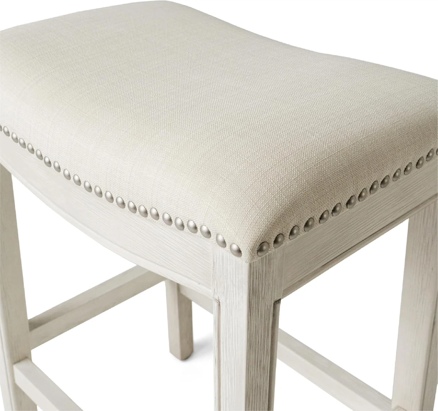 26" Upholstered Counter Stool - Cream Fabric & White Washed Wood - photo 4