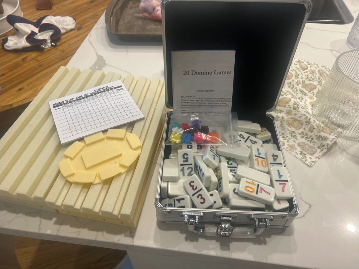 Mexican Train Dominoes Game Set with Case