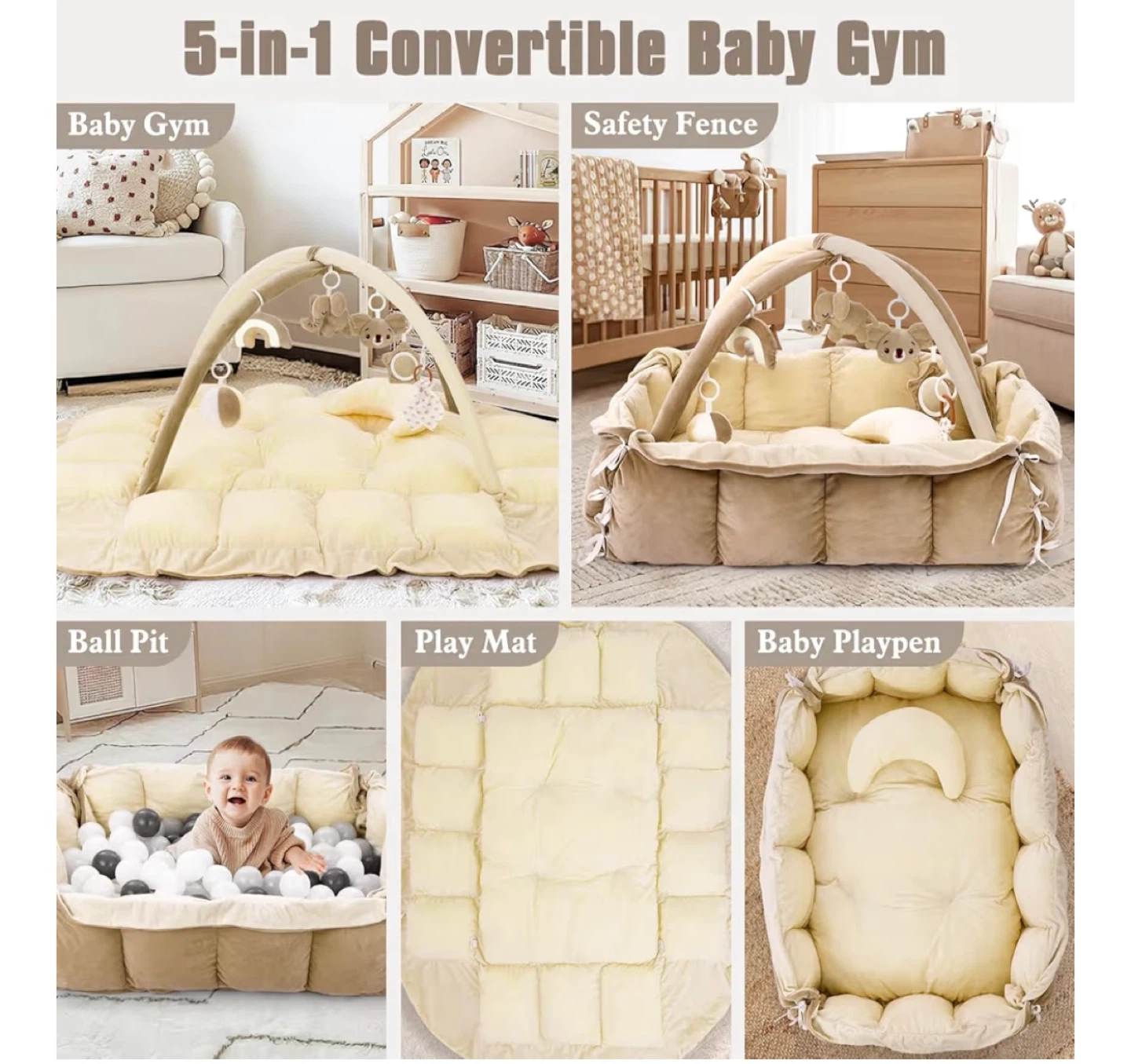 5-in-1 Convertible Baby Gym and Playpen - photo 2