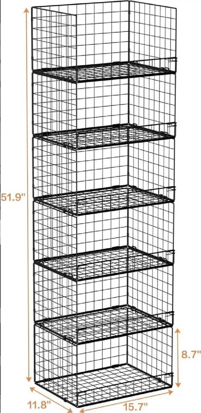 6 Tier Wire Storage Shelf Unit - Black