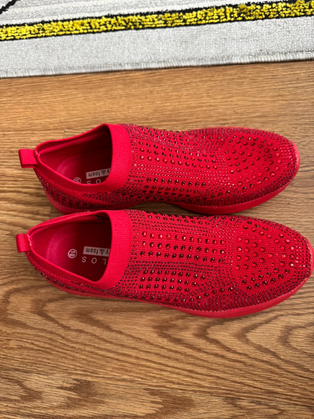 Women's Red Rhinestone Slip-On Sneakers Size 10 - photo 2