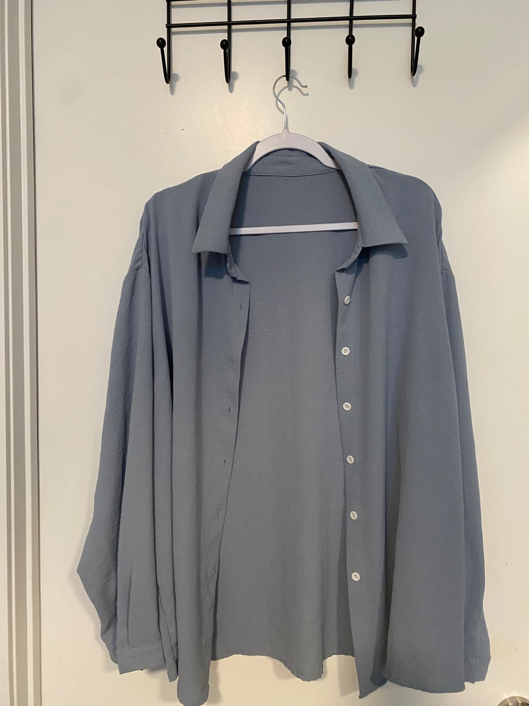 Light Blue Oversized Button-Up Shirt - XL