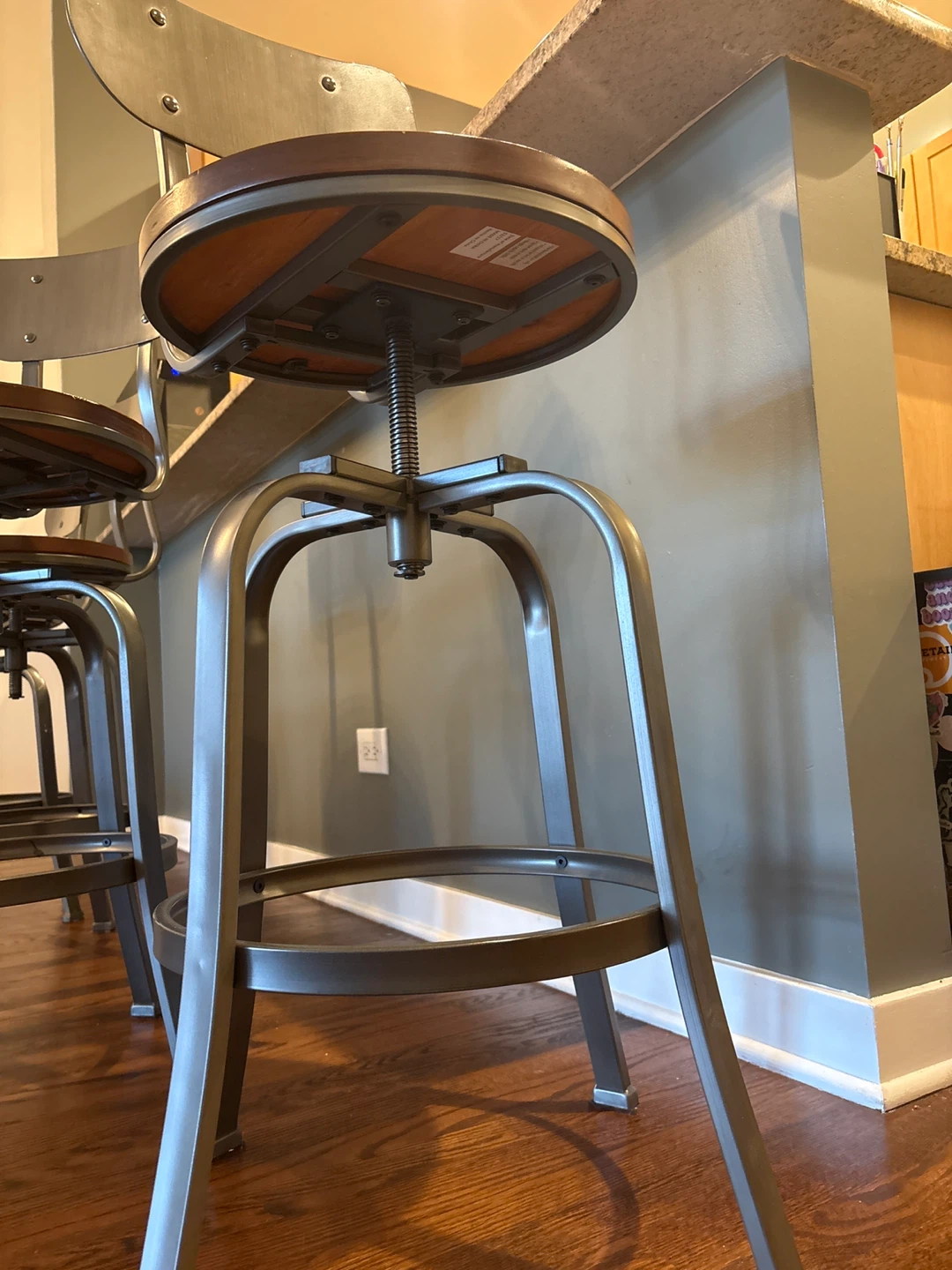 Industrial Swivel Bar Stools, Adjustable Height - photo 3