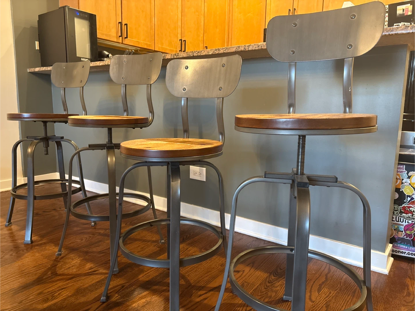 Industrial Swivel Bar Stools, Adjustable Height - photo 4