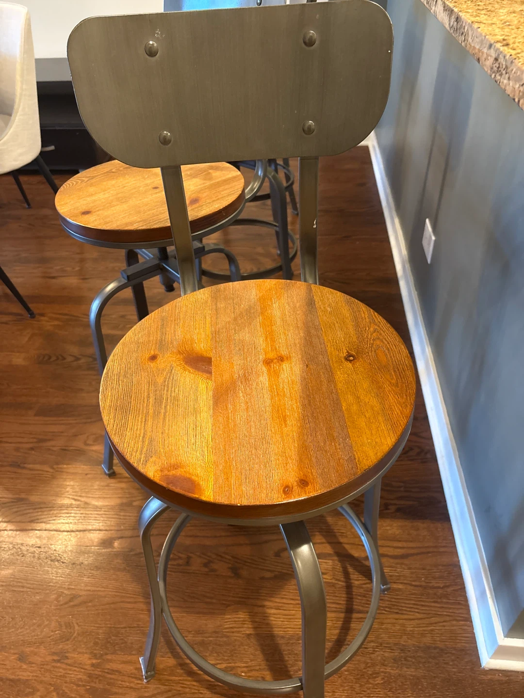 Industrial Swivel Bar Stools, Adjustable Height - photo 2