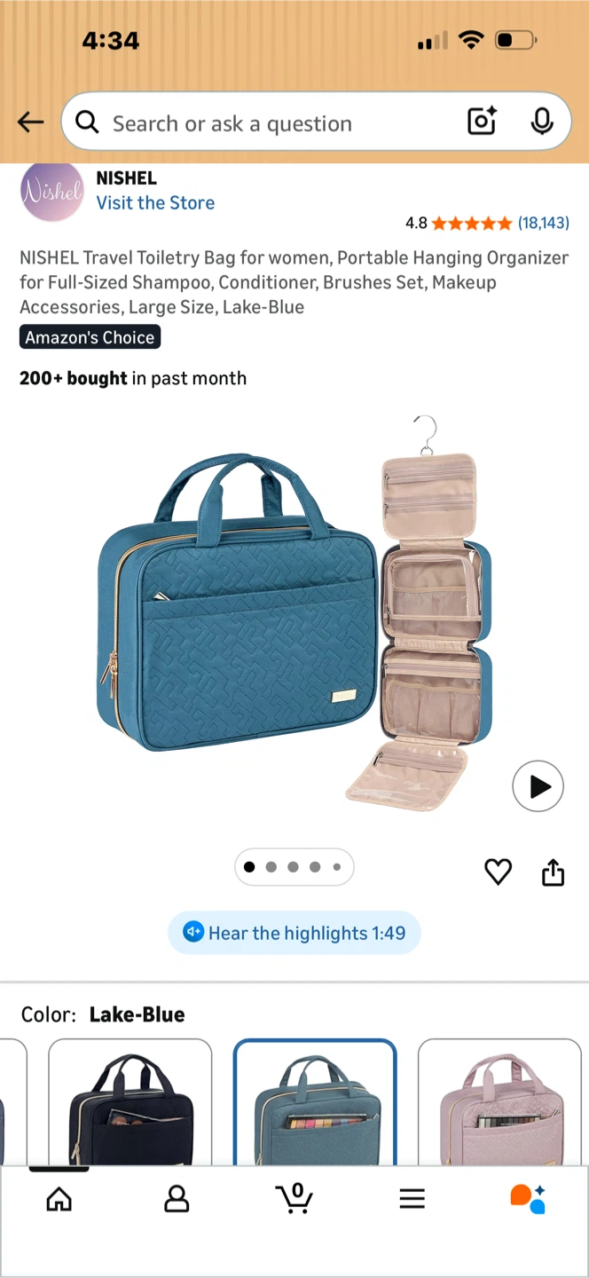 Nishel Hanging Travel Toiletry Bag
