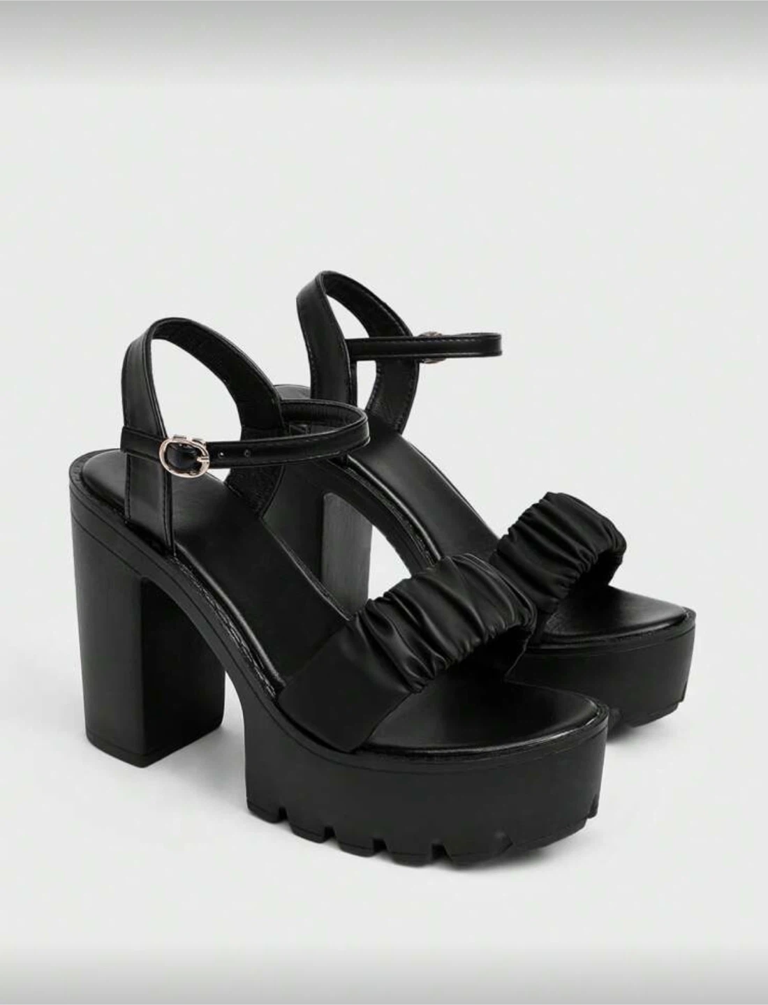Black Platform Chunky Heel Sandals - photo 3