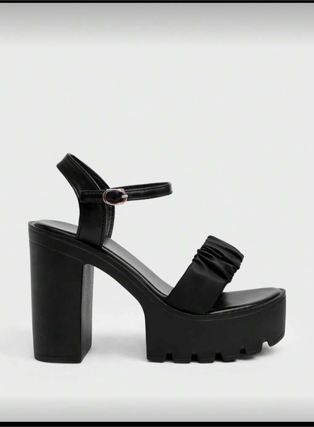 Black Platform Chunky Heel Sandals - photo 4