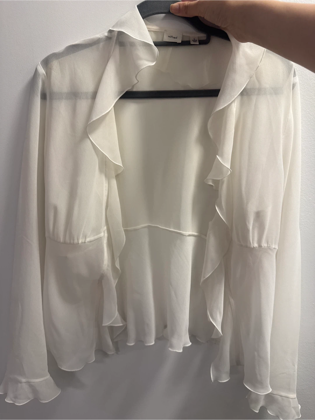 Wilfred White Ruffle Sheer Blouse - Size L