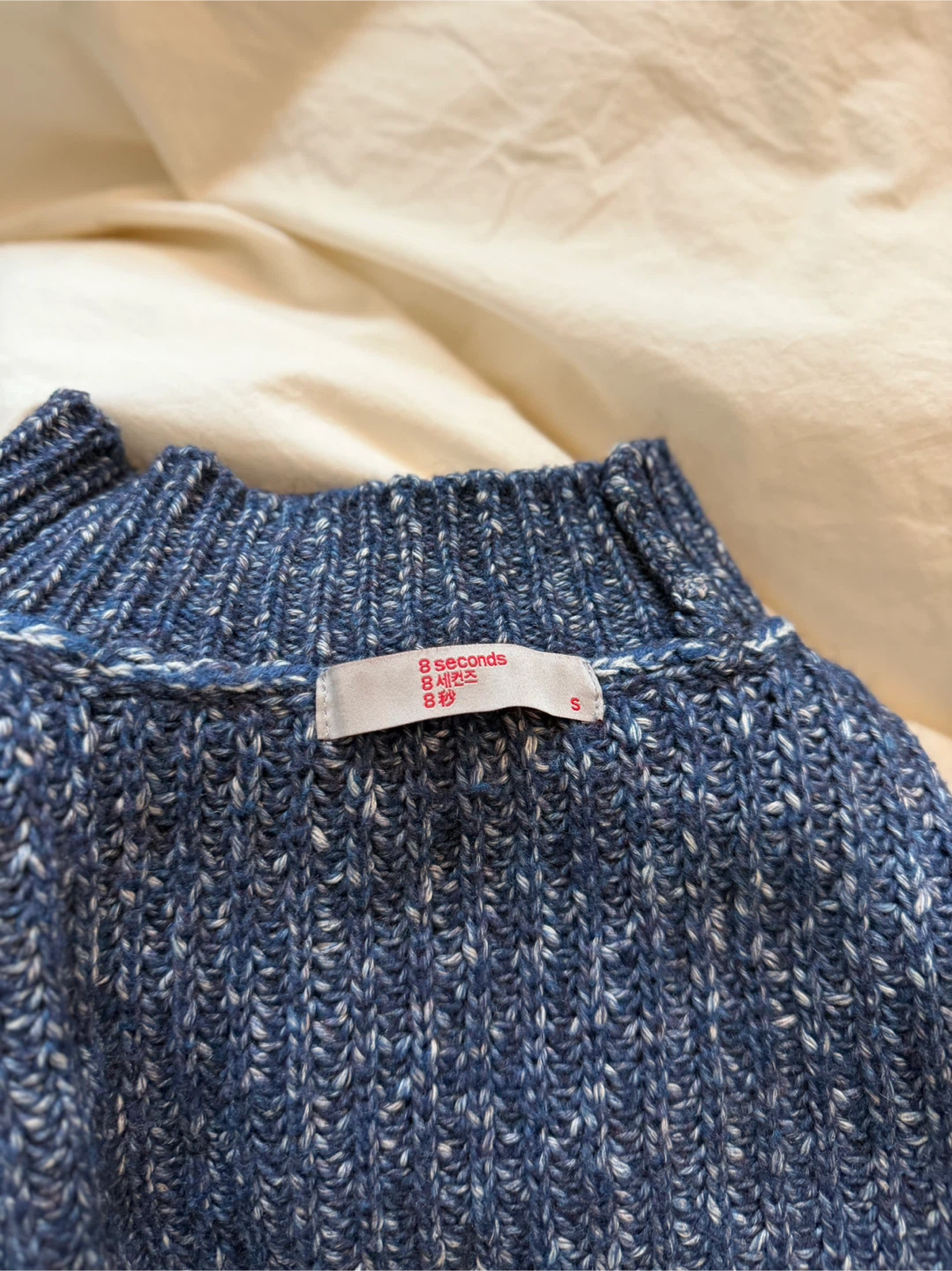 Blue Speckled Knit Sweater Size S - photo 3