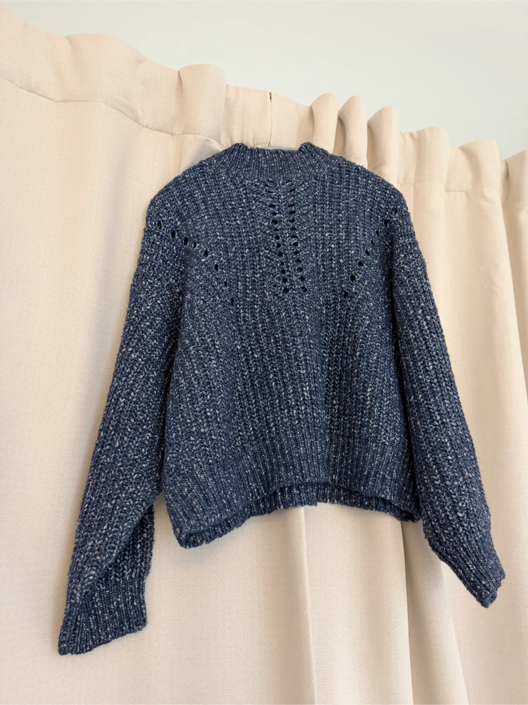 Blue Speckled Knit Sweater Size S - photo 2