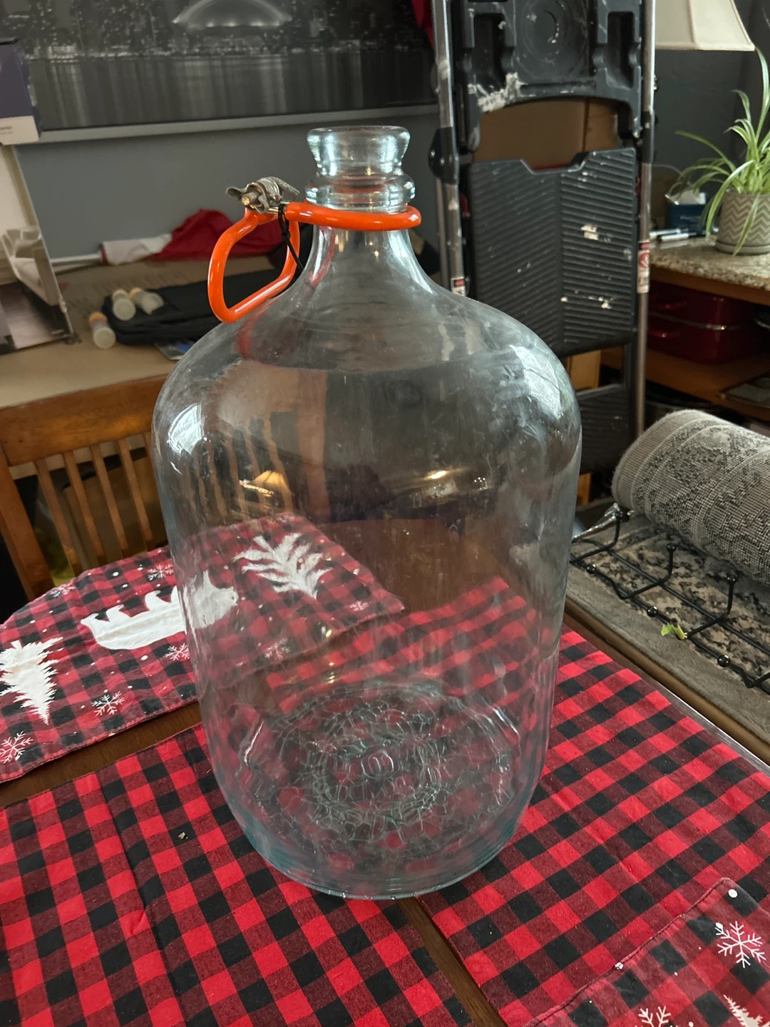 Large Glass Carboy with Orange Handle
