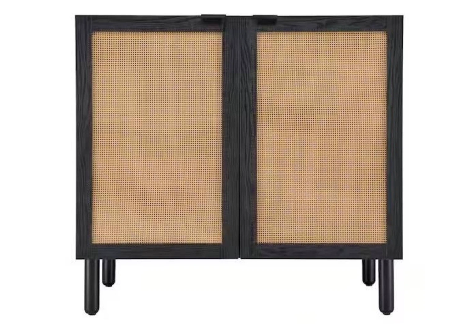 Sango Black Cane Door Cabinet with Storage - photo 5