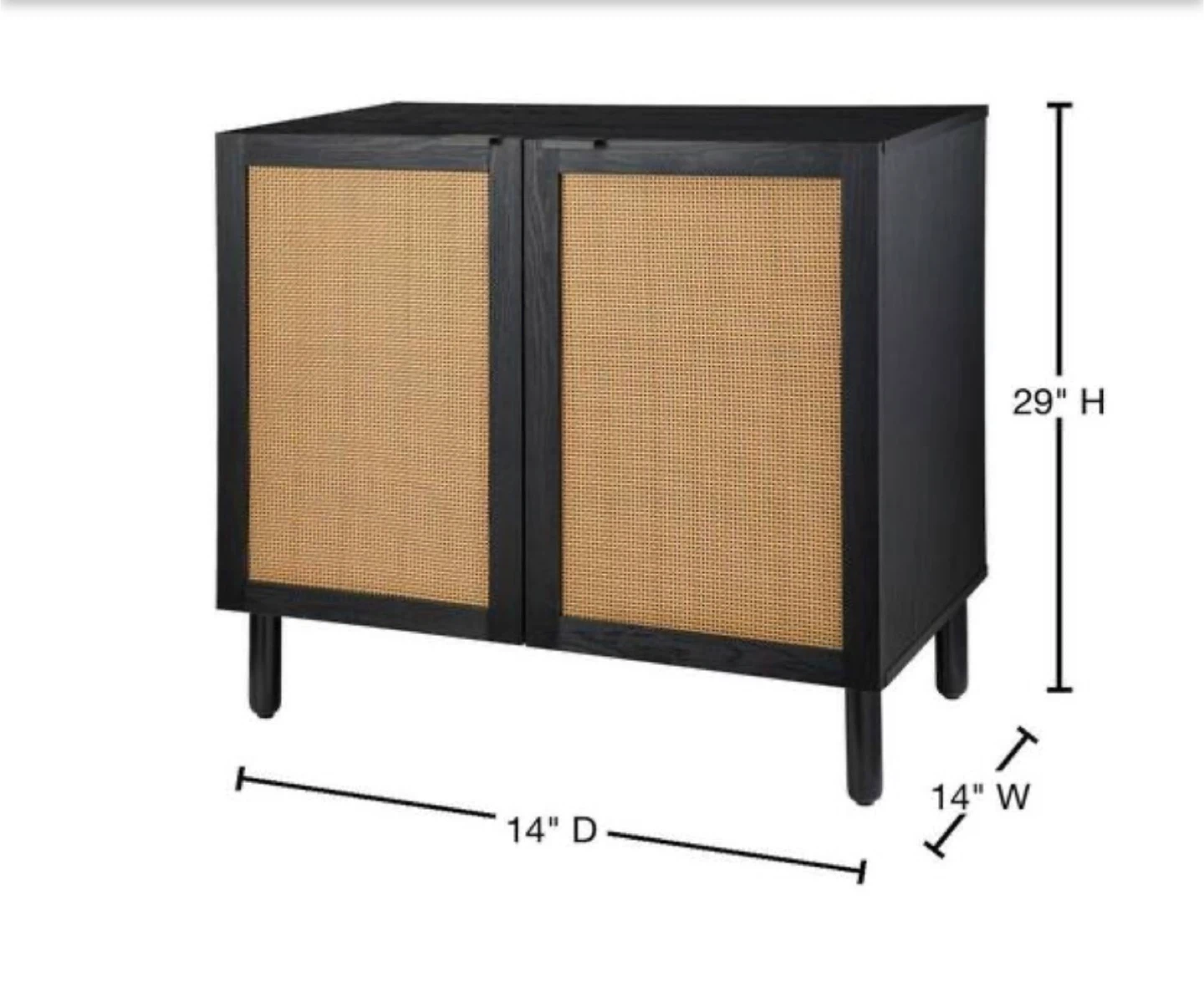 Sango Black Cane Door Cabinet with Storage - photo 3