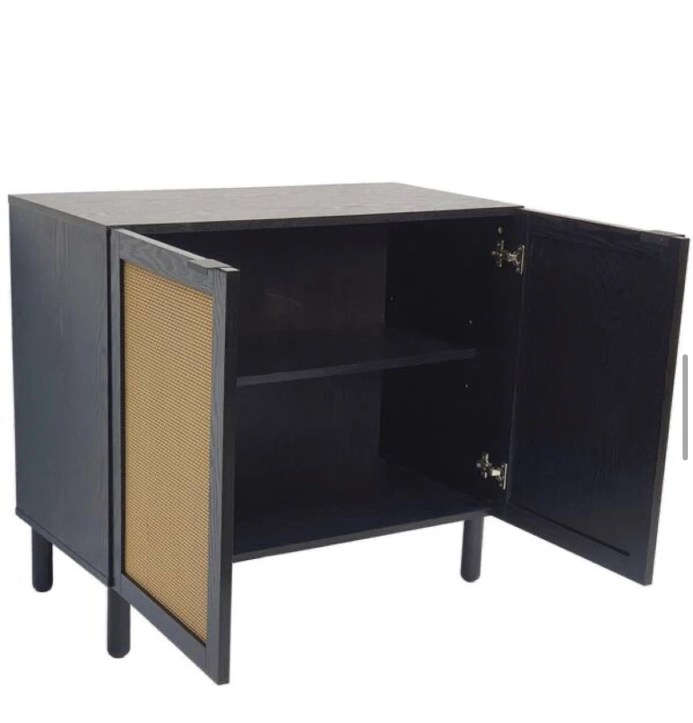 Sango Black Cane Door Cabinet with Storage - photo 4