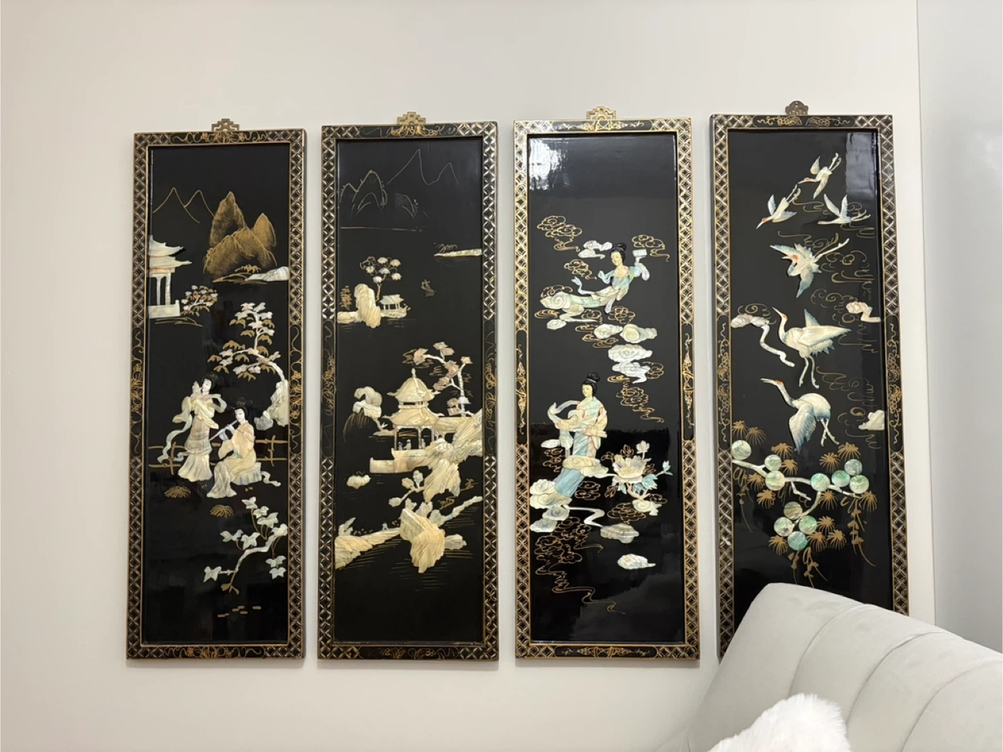 Set of 4 Wall Panels with Mother of Pearl Inlay