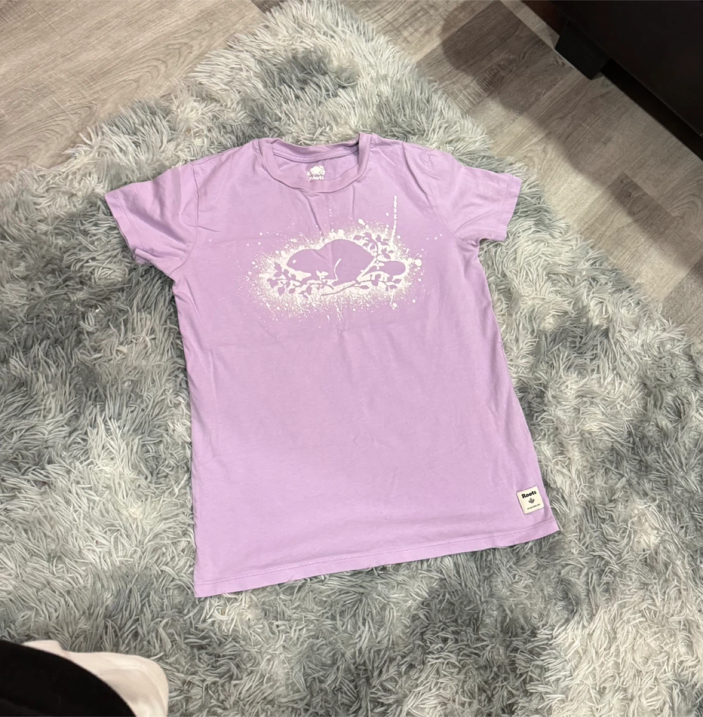 Roots T-Shirt - Lilac Beaver Graphic - Size S/P