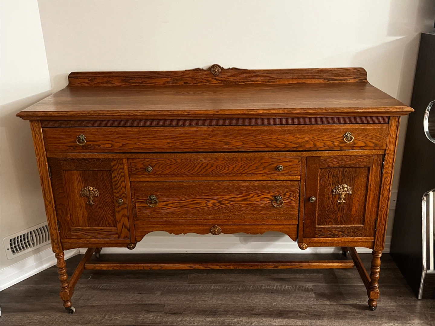 Antique Wood Sideboard Buffet Vintage Credenza