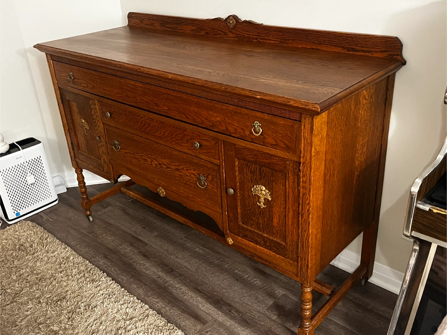 Antique Wood Sideboard Buffet Vintage Credenza - photo 2