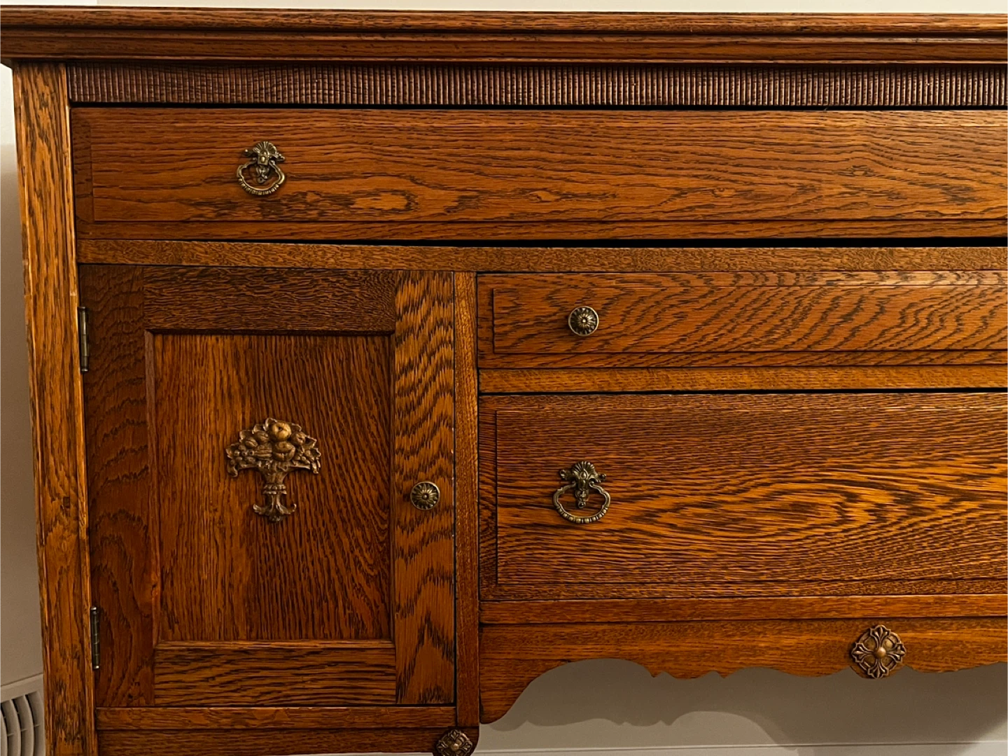 Antique Wood Sideboard Buffet Vintage Credenza - photo 4