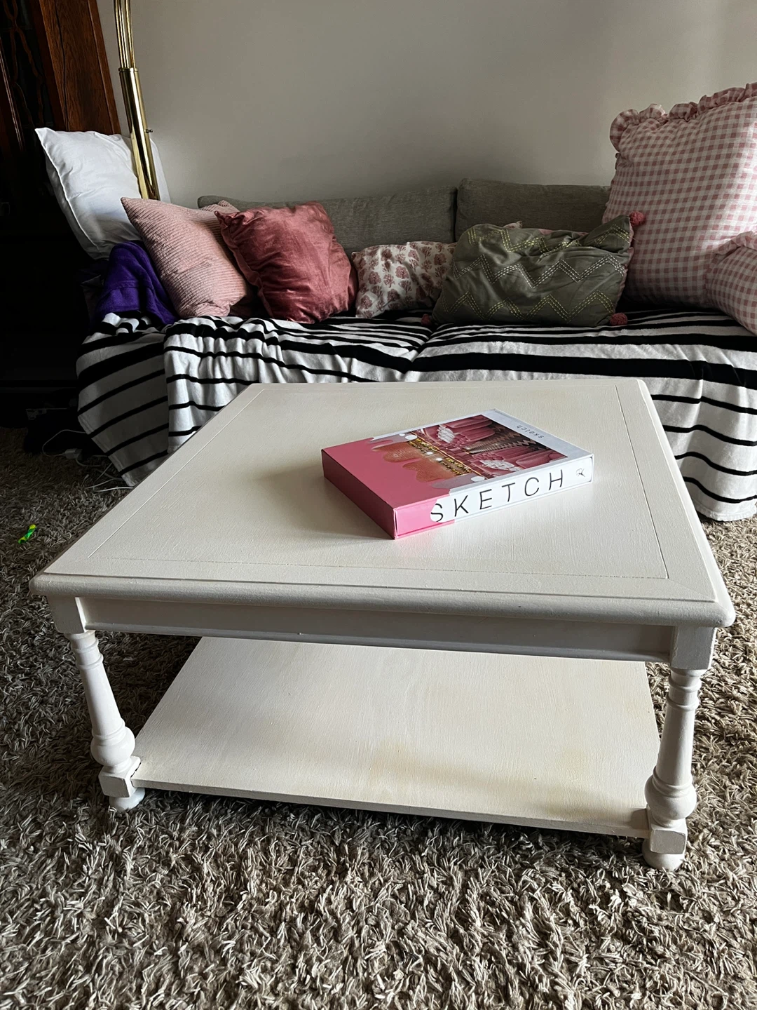 Large Vintage Solid Wood Coffee Table