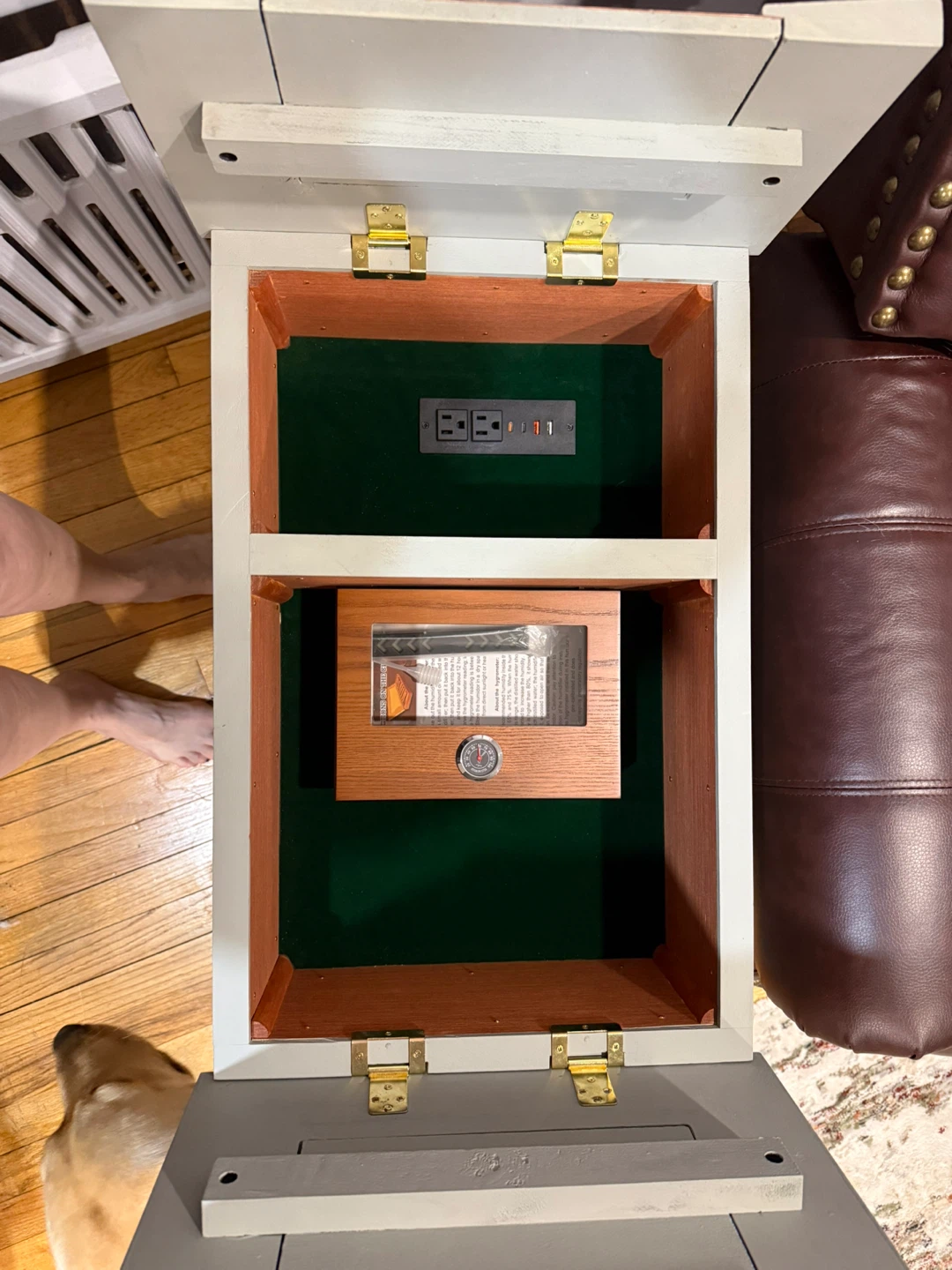 Grey Nightstand with Copper Inlay and Built-in Outlets - photo 2