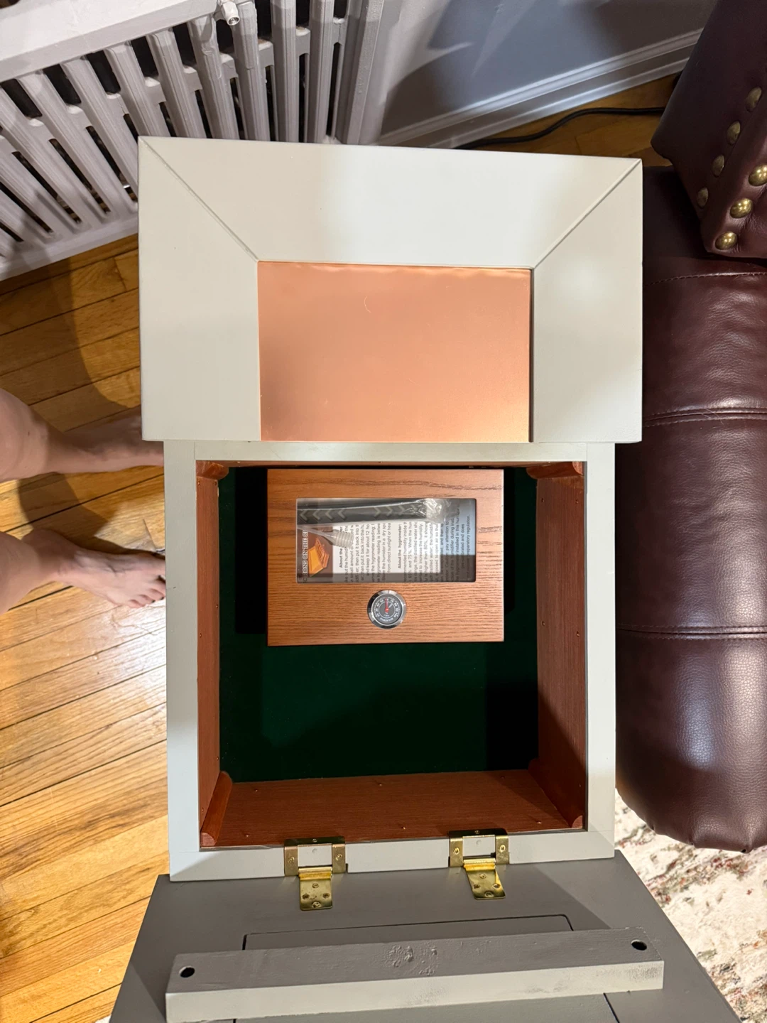 Grey Nightstand with Copper Inlay and Built-in Outlets - photo 3