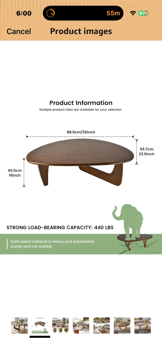 Noguchi styled Coffee Table - Walnut Finish - photo 2