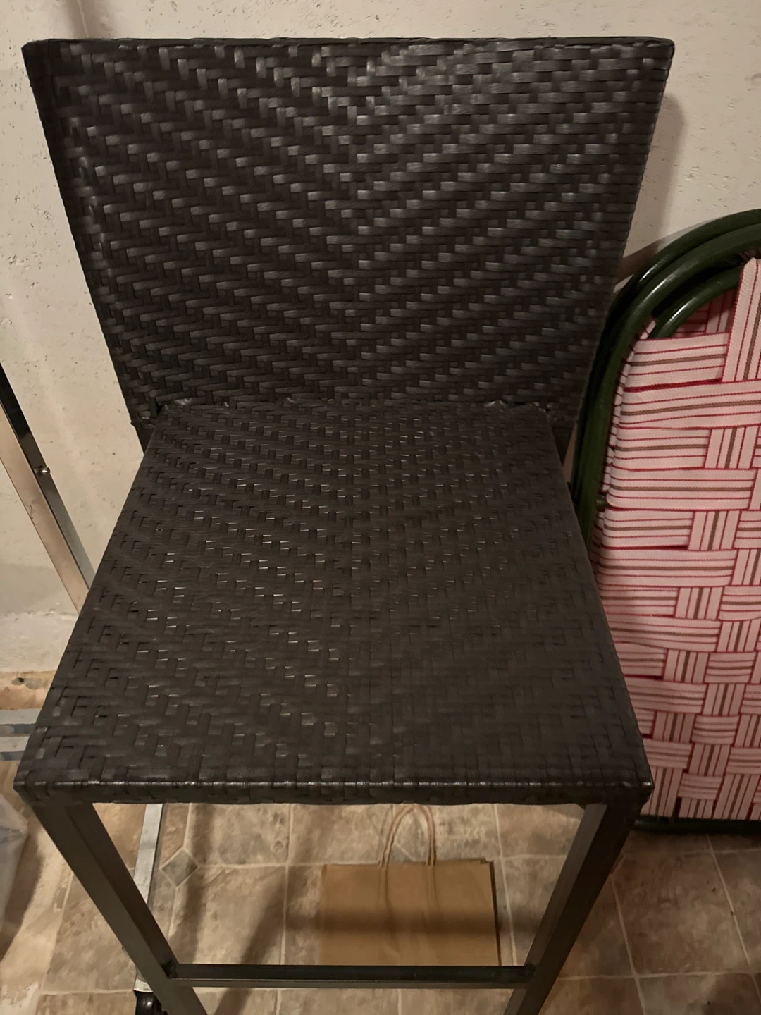 Dark Woven Bar Stool